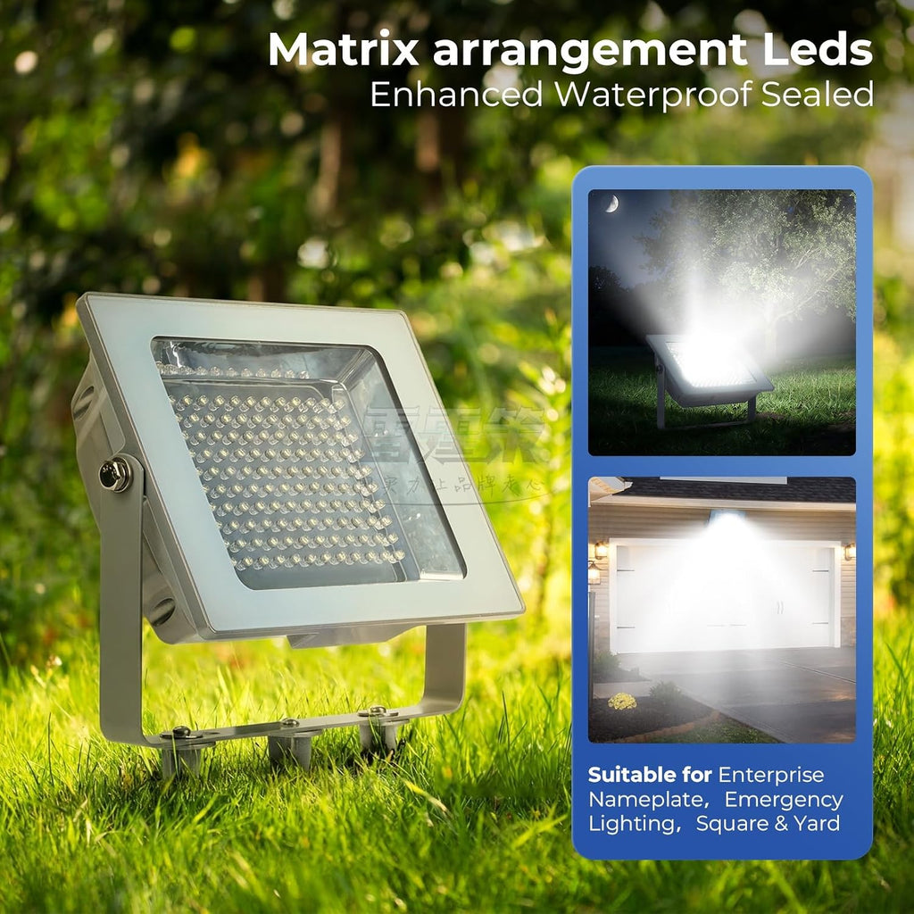 SUNLONG Solar Flood Lights Outdoor 120Leds Solar Sign Light Waterproof Solar Powered Spot Light for Yard Patio Garage Entrance(White)