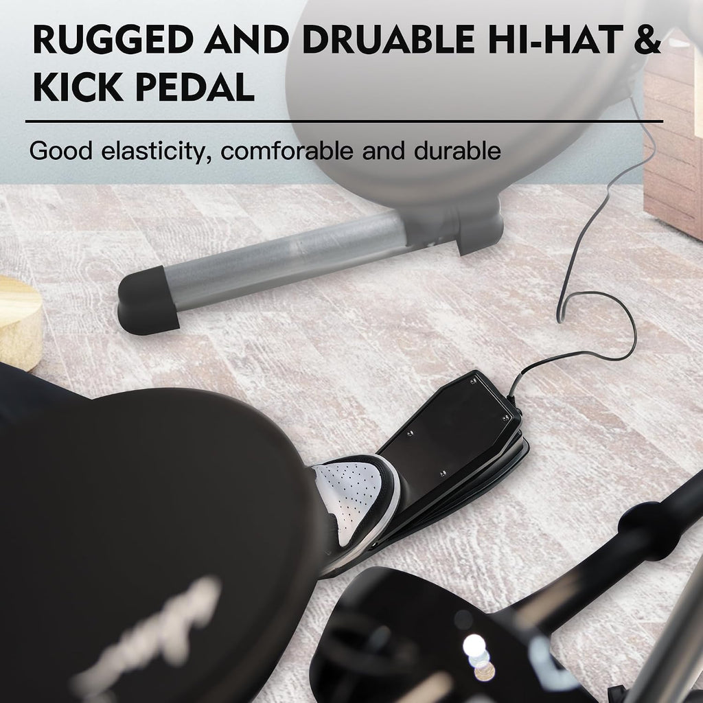 ADM Electronic Drum Set With 4 Quiet Electric Drum Silicone Pads, 180+ Sounds, Electric Drum Kit For Beginngers with 2 Switch Pedals, Throne, Headphones, DrumSticks, and Melodics Lessons
