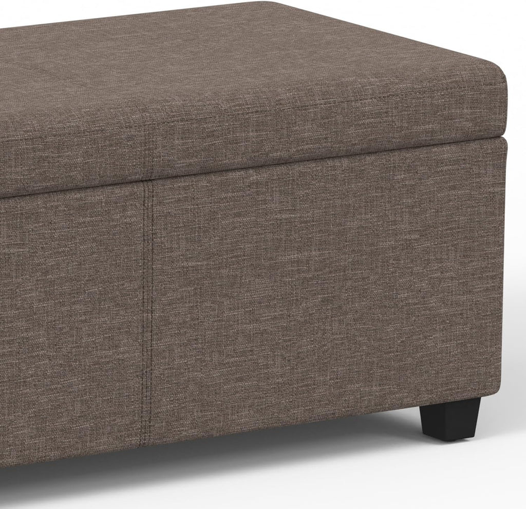 SIMPLIHOME Avalon Extra Large Storage Ottoman Bench - 54 inch Wide Upholstered Linen Look Fabric Rectangular Lift-Top Ottoman in Fawn Brown, Contemporary Bench for Living Room with Hidden Storage