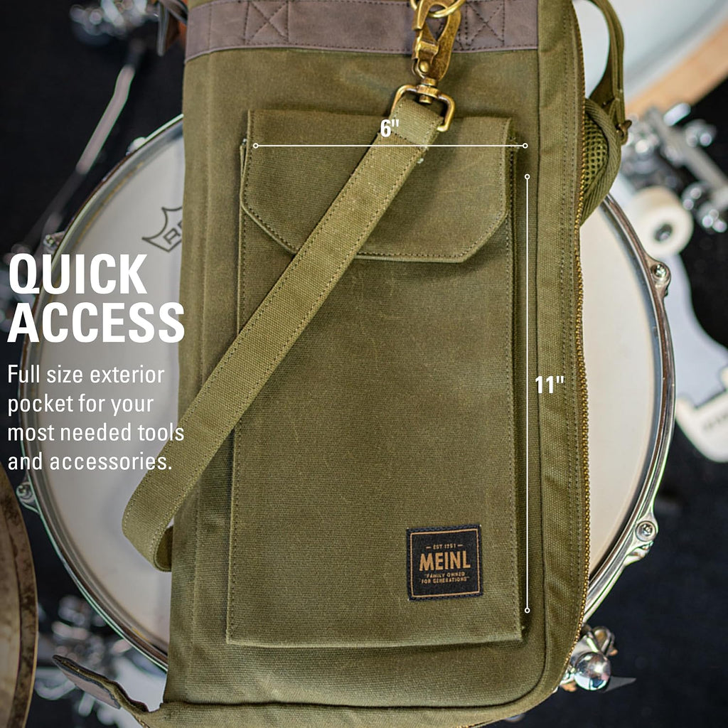 Meinl Percussion Drumstick Bag — Waxed Canvas Collection — For Sticks, Mallets, Brushes and Rods, Heavy-Duty Fabric with Shoulder Strap Plus Floor Tom Hooks, 2-YEAR WARRANTY