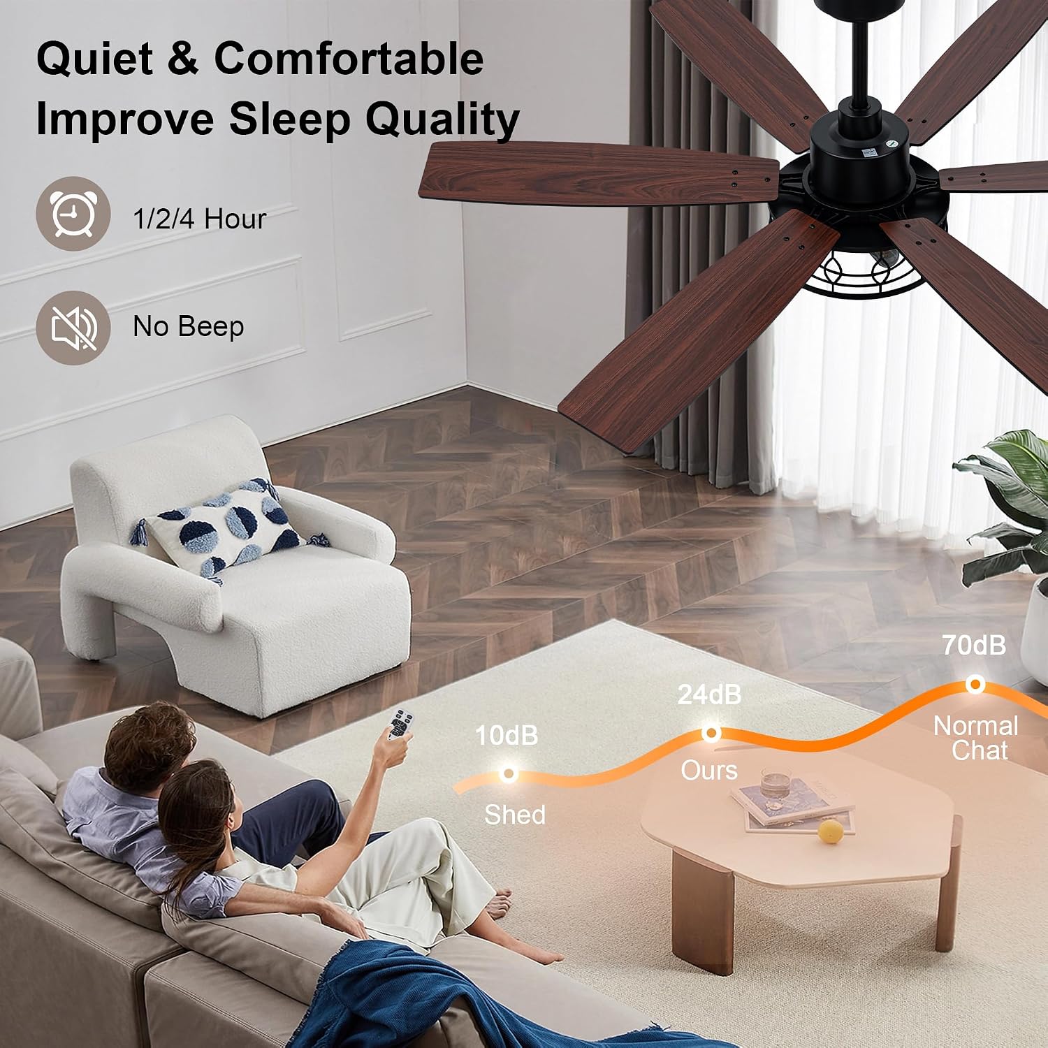 Farmhouse Ceiling Fan with Lights 60 Inch Rustic Ceiling Fan Black Caged Fandelier Large Chandelier Light for Living Room Indoor Outdoor, Reversible DC Motor 6 Speeds, 3 E26 Bulbs