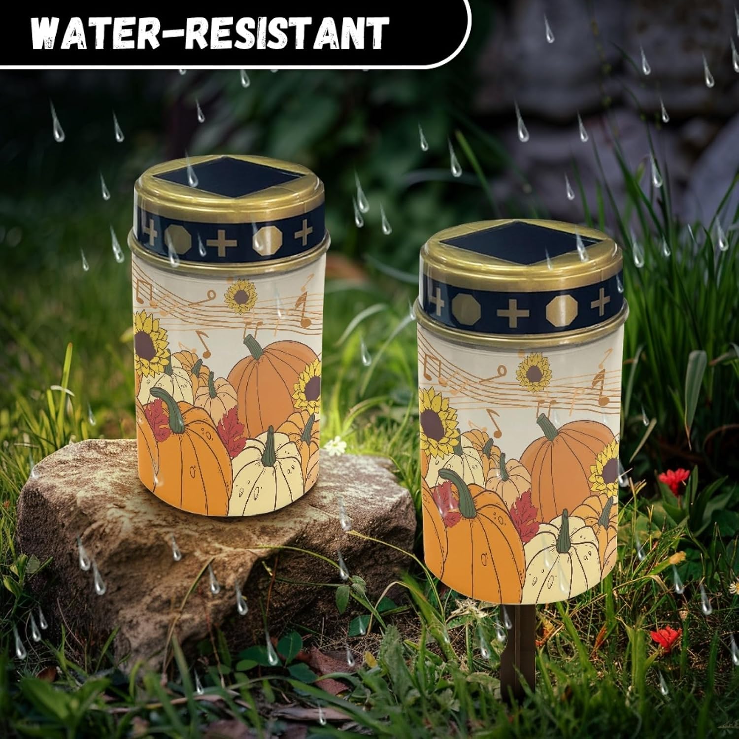 Autumn Fall Pumpkin Solar Pathway Lights,Waterproof Solar Garden Lights Outdoor Solar Walkway Lights Landscape Set of 10 Lighting for Yard,Walkway,Patio,Driveway