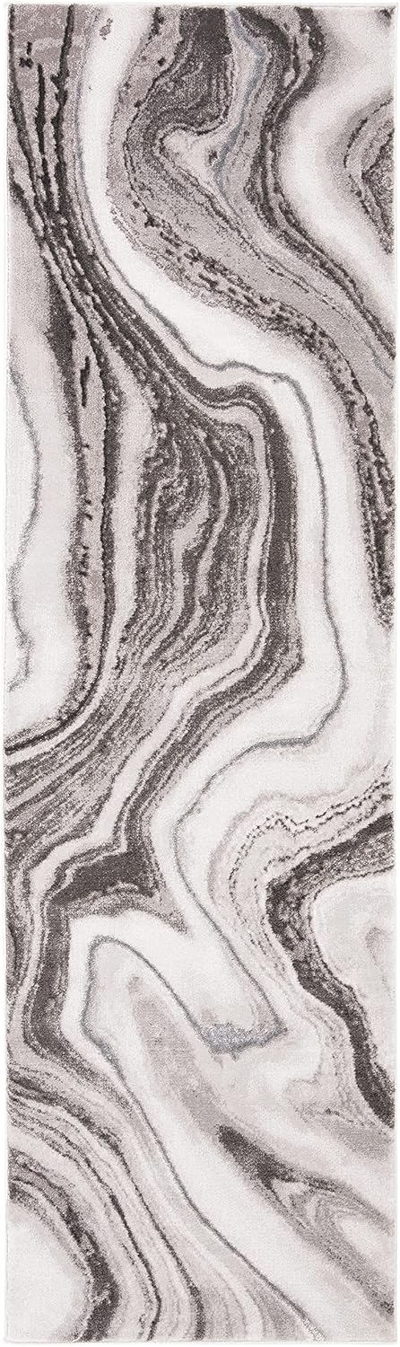 SAFAVIEH Craft Collection Runner Rug - 2'3' x 16', Grey & Silver, Modern Abstract Design, Non-Shedding & Easy Care, Ideal for High Traffic Areas in Living Room, Bedroom (CFT819G)