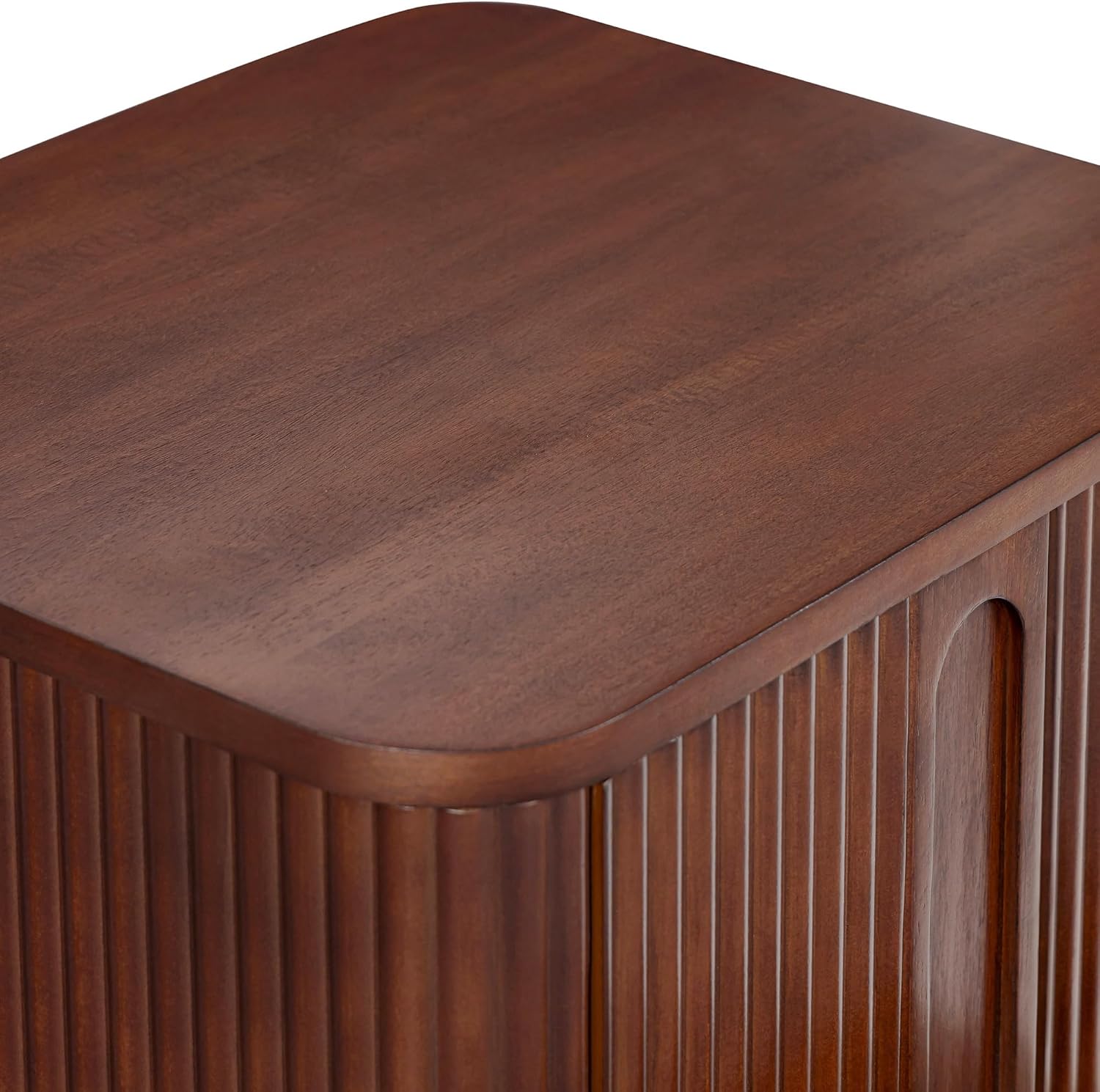 Teamson Home 20'' W Modern Storage 2-Drawer Push to Open Nightstand with Solid Wood Frame, Bedside Table Bedroom Furniture with Reeding Pattern in Scandinavian Style, Walnut