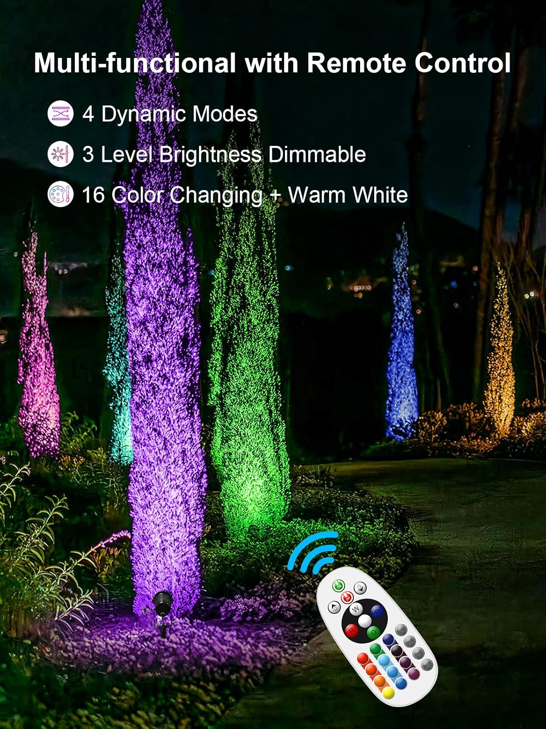ZUCKEO All-in-One RGBW Landscape Lighting Kit, 5W Color Changing Low Voltage Landscape Lights with Transformer and 80FT Wire, LED Multi-Color Landscape Spotlights for Holiday Yard Garden House, 8Pack
