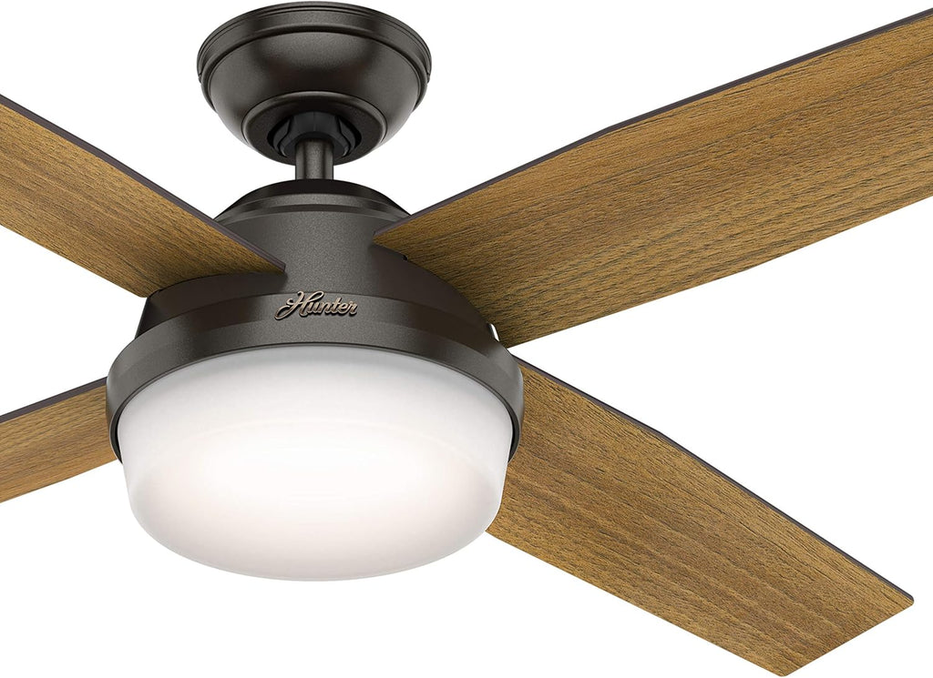 Hunter Fan 52 inch Contemporary Nobel Bronze Indoor Ceiling Fan with LED Light Kit and Remote Control (Renewed)