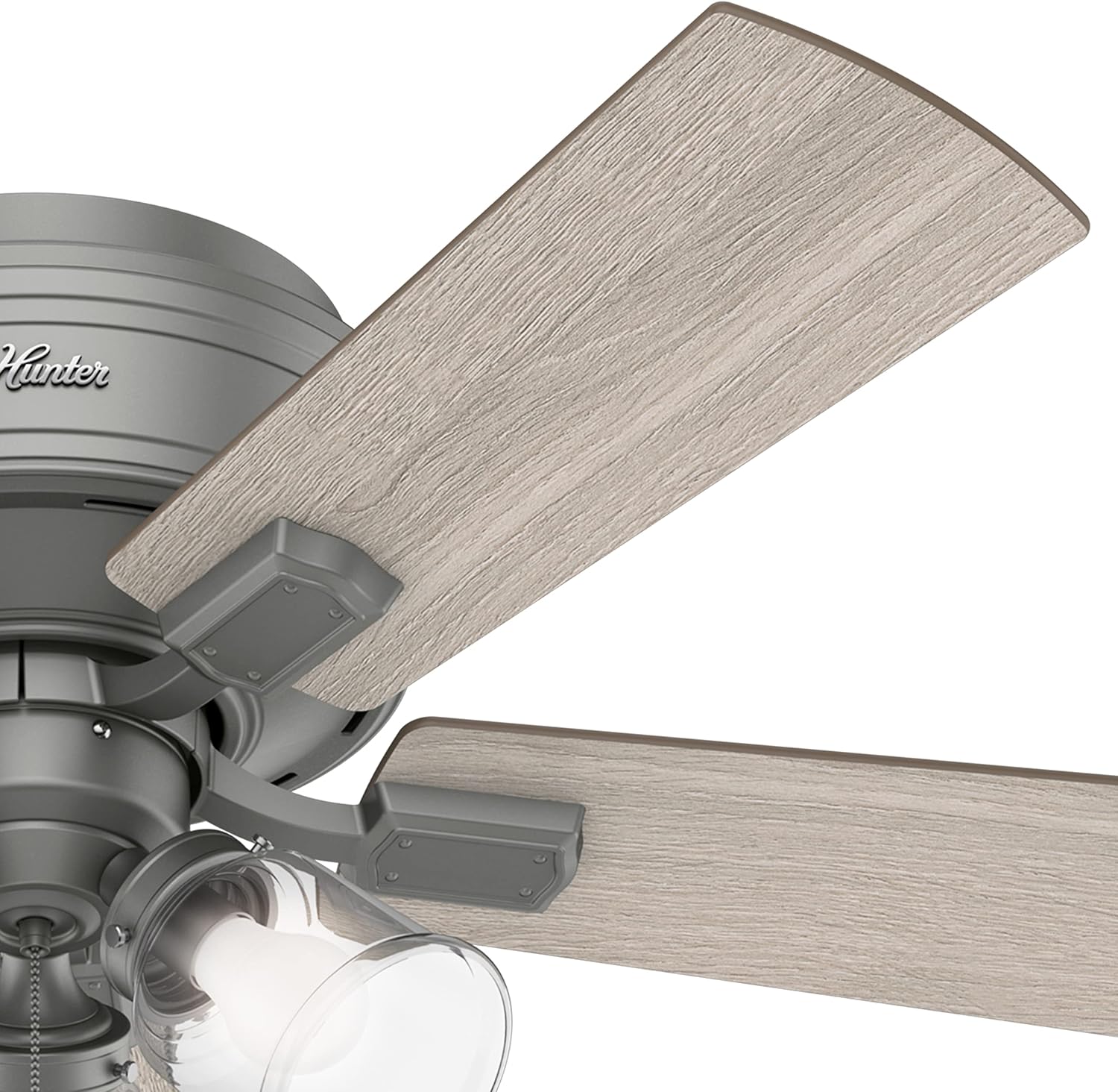 Hunter Fan 42 in Casual Matte Silver Finish Indoor Ceiling Fan with Pull Chain and Light kit, 5 Blades (Renewed)