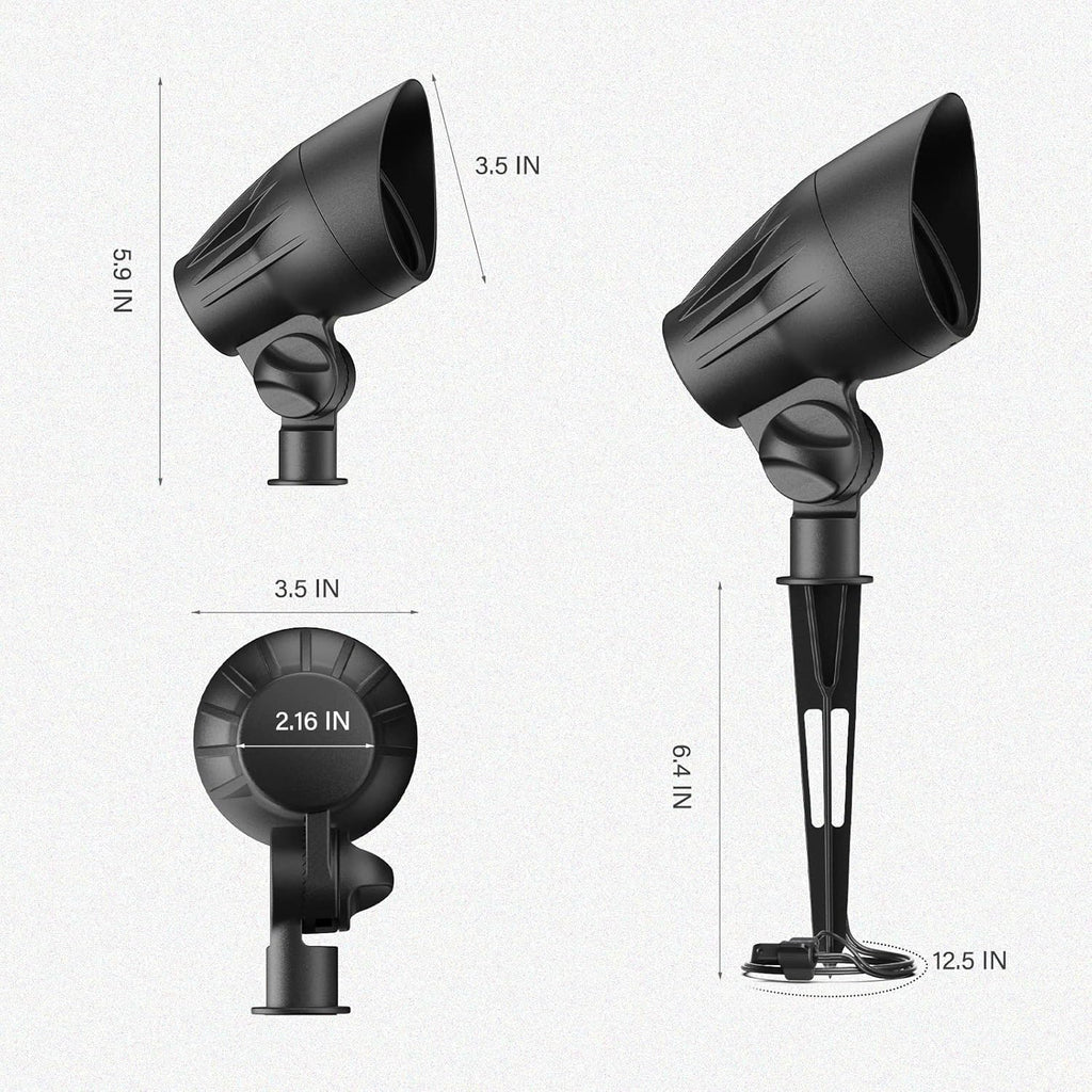 GOODSMANN Low Voltage Spotlights Landscape Lighting 5W LED 8PK Outdoor Floodlights 2700K Warm White Replaceable LED Outside Hardwired Lighting with Metal Stake Cable Connector