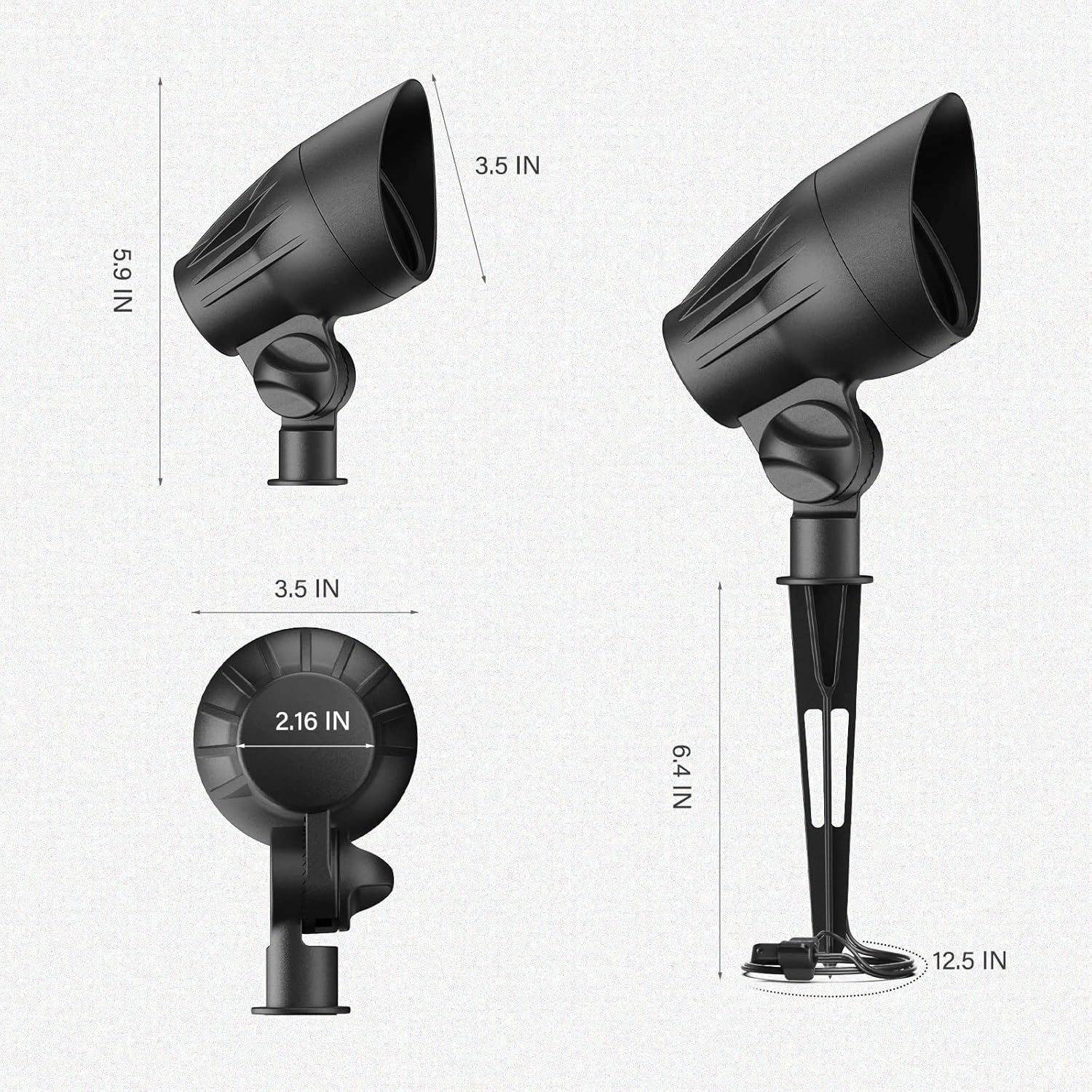 GOODSMANN Low Voltage Spotlights Landscape Lighting 5W LED 8PK Outdoor Floodlights 2700K Warm White Replaceable LED Outside Hardwired Lighting with Metal Stake Cable Connector