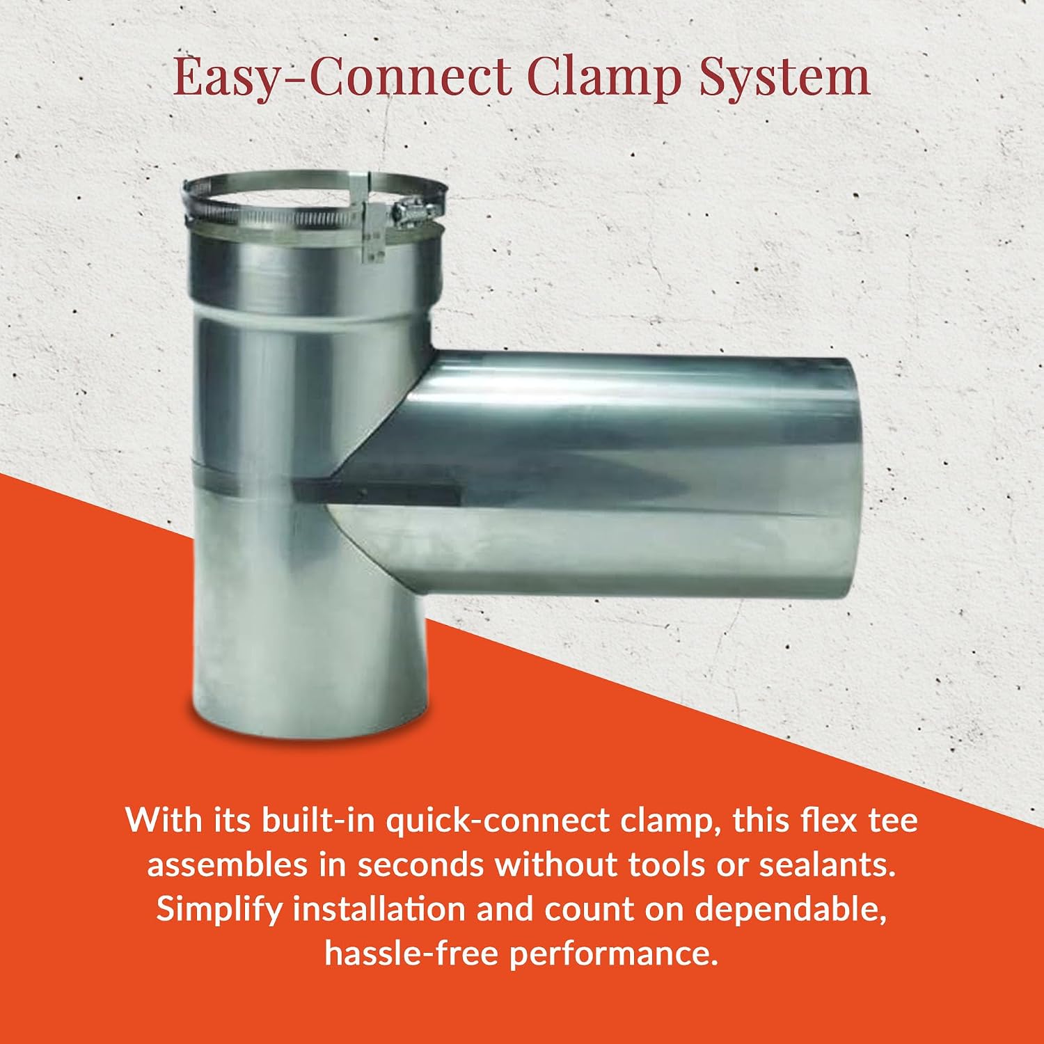 Fireside Chimney Supply 2-Part Flex Tee | 316 Stainless Steel Chimney Tee | All-Fuel Vent Connector | Quick-Connect Flex Tee | Heavy-Duty 6 Inch