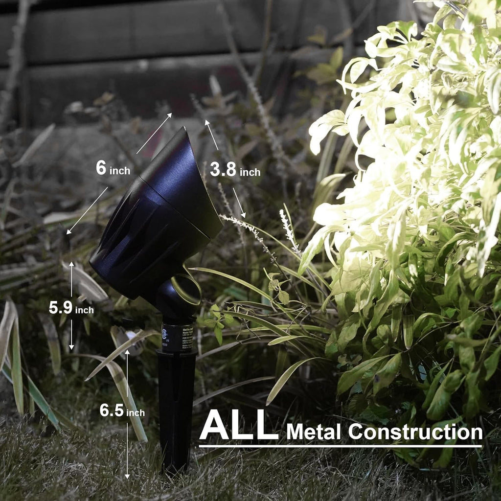 GOODSMANN Low Voltage Spot Light Landscape Lighting 8 PK 5W LED 6500K for Outdoor Lighting with Metal Spike and Connector Garden, Pathway, and Driveway 9121-16102-08A