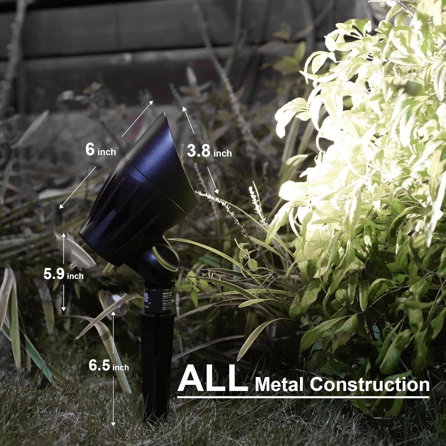 GOODSMANN Low Voltage Spot Light Landscape Lighting 8 PK 5W LED 6500K for Outdoor Lighting with Metal Spike and Connector Garden, Pathway, and Driveway 9121-16102-08A
