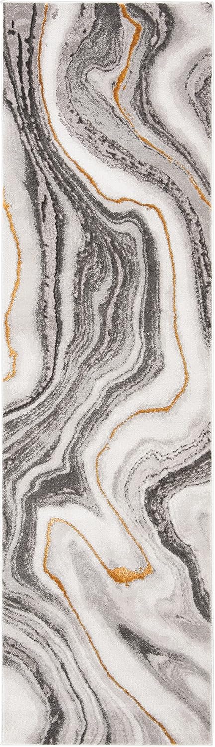 SAFAVIEH Craft Collection Runner Rug - 2'3' x 16', Grey & Gold, Modern Abstract Design, Non-Shedding & Easy Care, Ideal for High Traffic Areas in Living Room, Bedroom (CFT819F)
