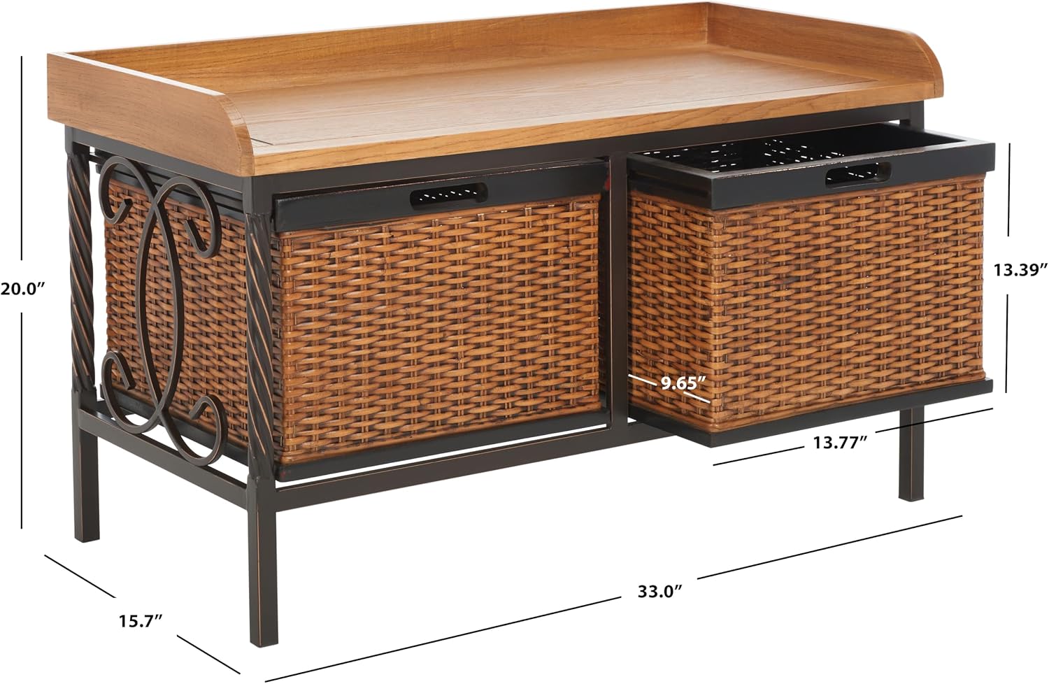 Safavieh American Homes Collection Noah Antiqued Pewter and Oak Storage Bench