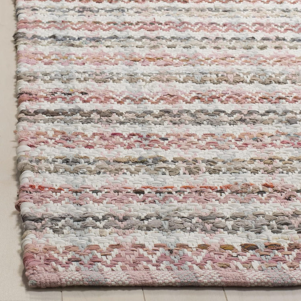 SAFAVIEH Area Rug 8x10 - Montauk Collection - Large - Pink & Multi, Handmade Cotton, Ideal for Living Room, Bedroom, Office, Dining Space (MTK950D)