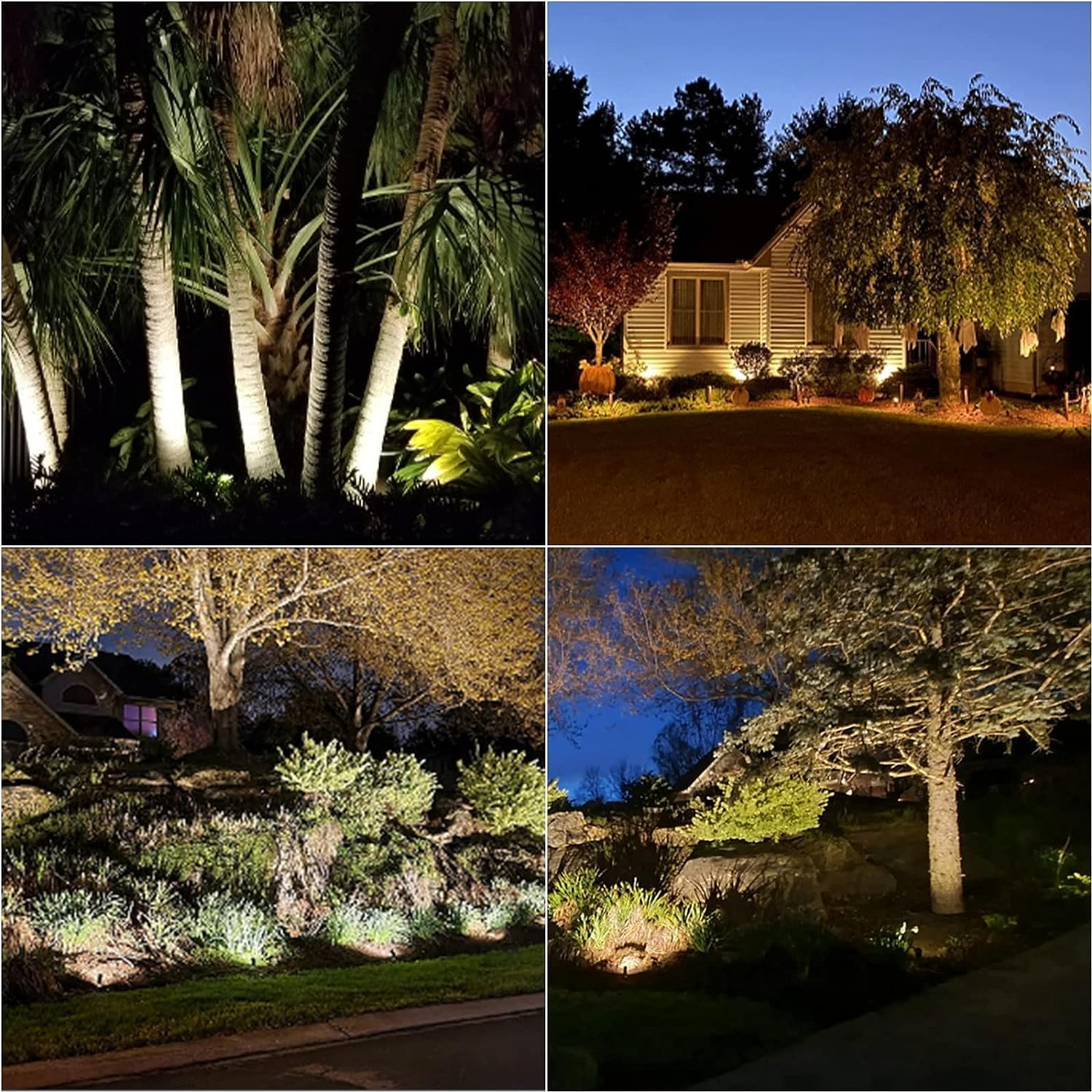 VENUS MANUFACTURING 16 Pack Low Voltage Landscape Flood Light 5 Watt LED Outdoor Landscape Lighting Kits 400 Lumen Black Waterproof Spotlights 12V 2700K Warm White Metal Tree Lights for Garden & Yard