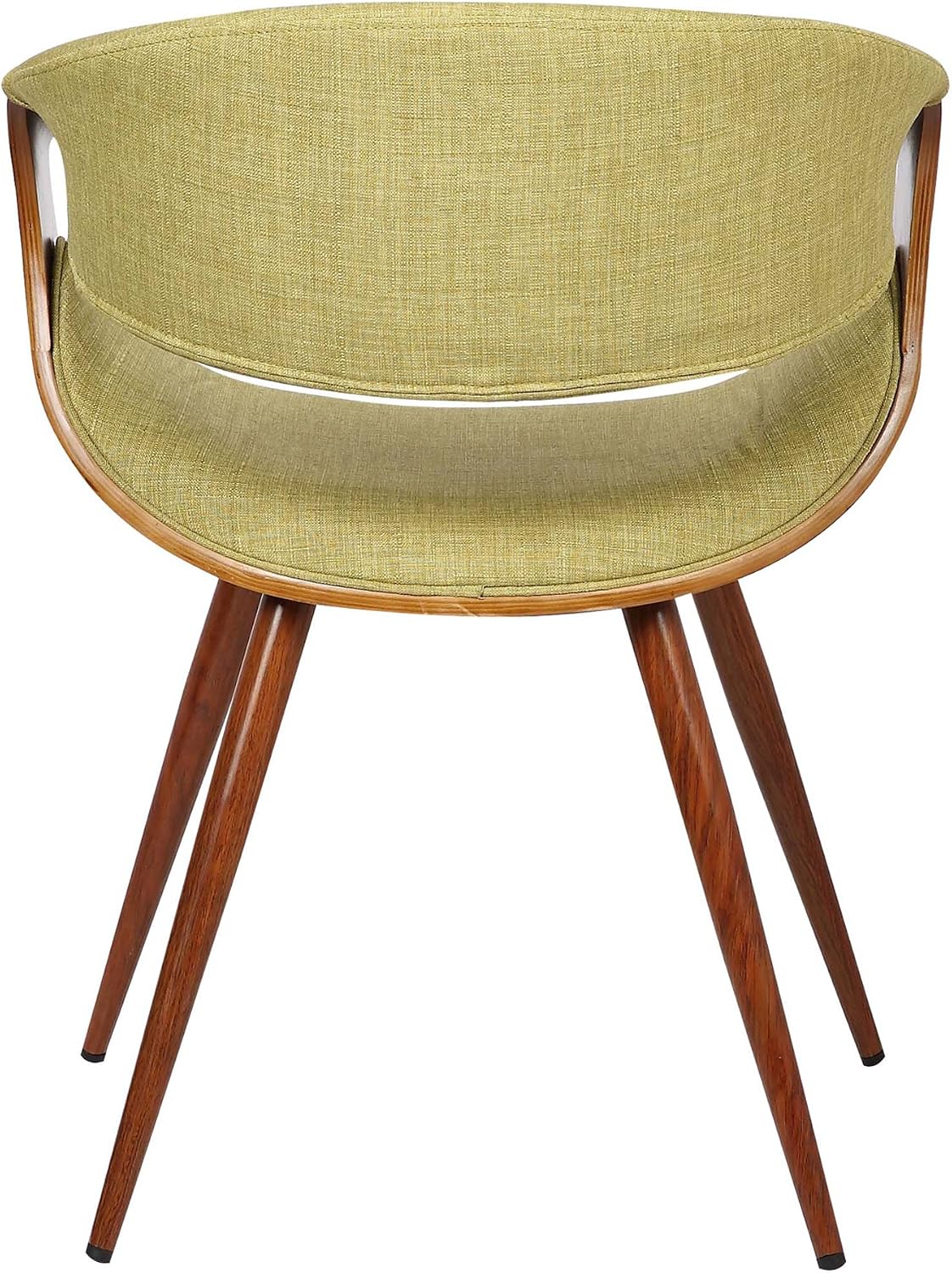 Armen Living Butterfly Mid-Century Dining Chair in Walnut Finish and Green Fabric
