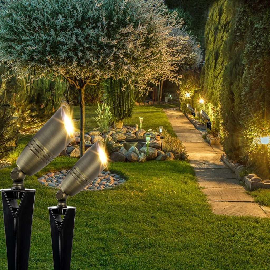 Solid Brass Landscape Spotlight Heavy Duty Bronze LED Spot Lights Waterproof Outdoor Uplighting 12V Low Voltage (6)