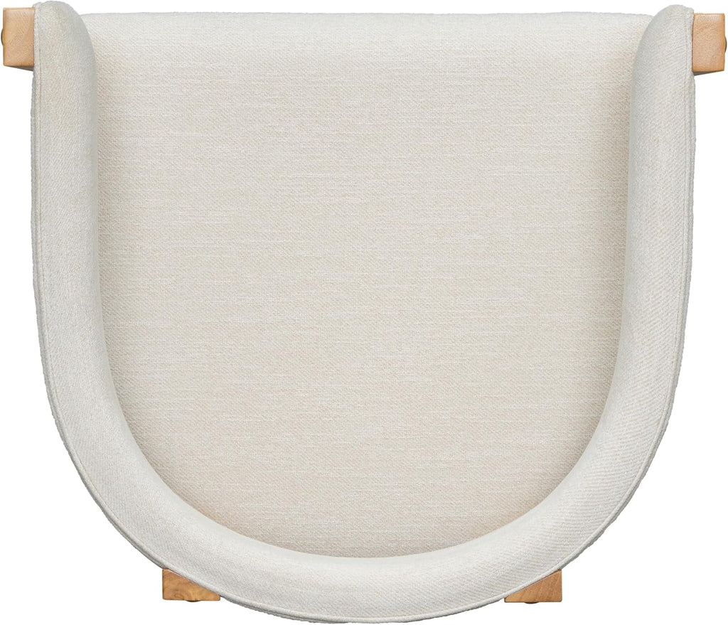 Christopher Knight Home Set of 2 Arley Modern Fabric Upholstered Dining Armchair, Sturdy Wooden Kitchen Side Chair with Ergonomic Backrest and Footrest, Soft Padded Barrel Accent Chair, Beige+Natural