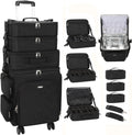 Relavel Rolling Makeup Case, 4 in 1 Hairstylist Traveling Bag Cosmetology Case on Wheels Large Hair Tools Cosmetics Train Case Makeup Artist Storage Organizer Trolley Suitcase with 360° Swivel Wheels