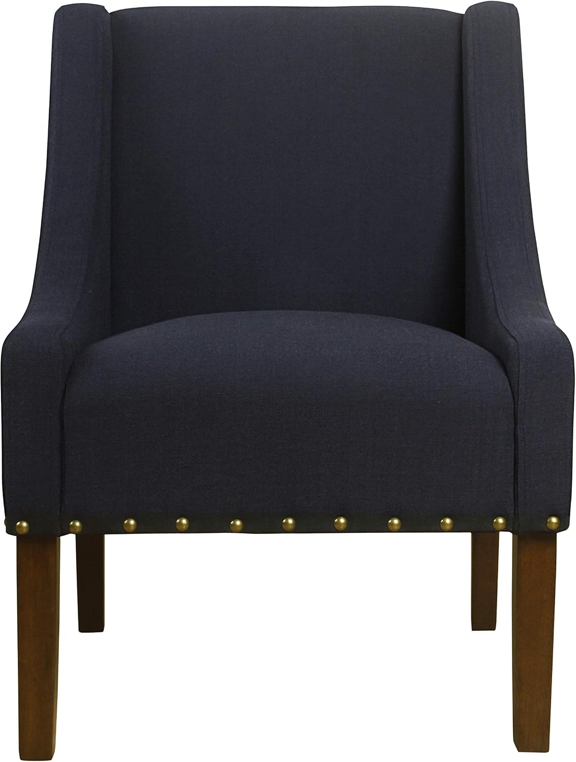 Homepop Home Decor | Upholstered Classic Swoop Arm Accent Chair | Accent Chairs for Living Room & Bedroom | Decorative Home Furniture, Deep Navy