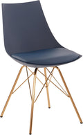OSP Home Furnishings Oakley Mid-Century Modern Bucket Dining Chair with Faux Leather Padded Seat, Navy Blue