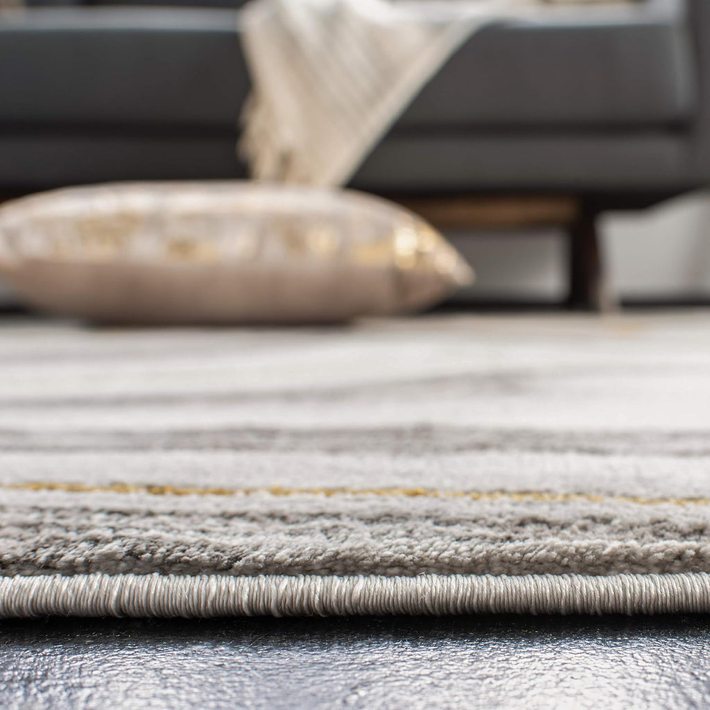 SAFAVIEH Craft Collection Runner Rug - 2'3' x 16', Grey & Gold, Modern Abstract Design, Non-Shedding & Easy Care, Ideal for High Traffic Areas in Living Room, Bedroom (CFT819F)