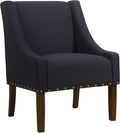 Homepop Home Decor | Upholstered Classic Swoop Arm Accent Chair | Accent Chairs for Living Room & Bedroom | Decorative Home Furniture, Deep Navy