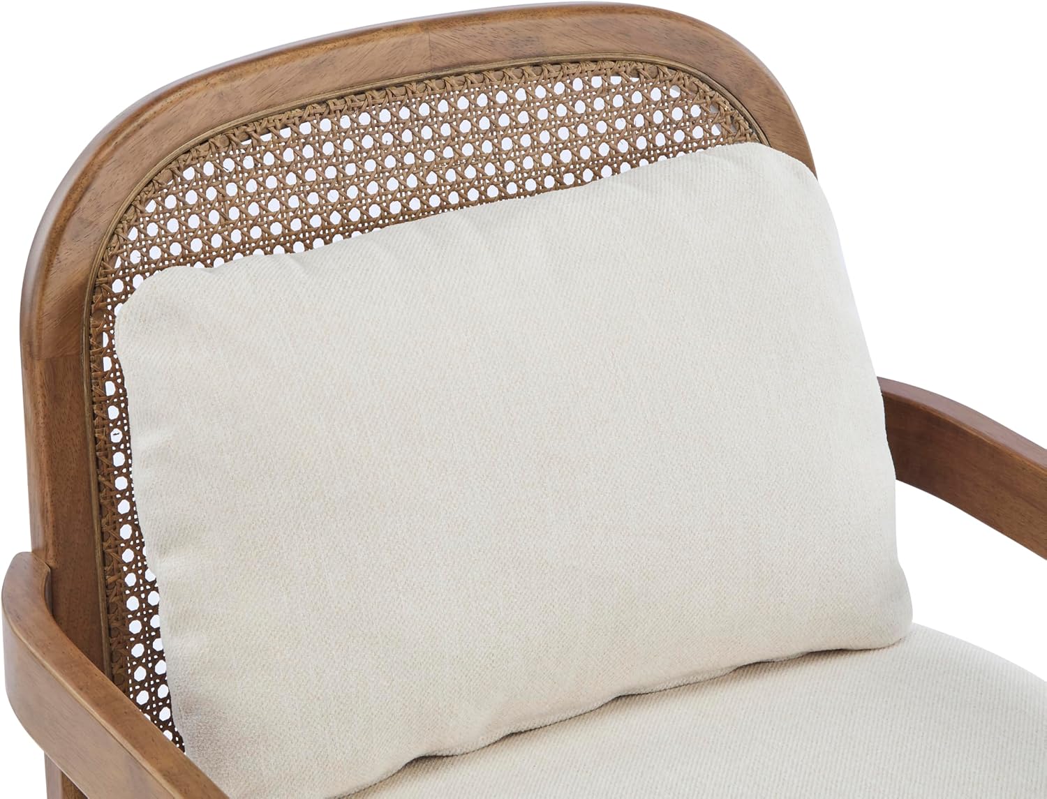 Christopher Knight Home Nadine Modern Club Chair Set of 2 with Cushion, Wooden Living Room Accent Chair with Rattan Open Back, Bedroom Comfy Reading Chair, Beige+Light Brown