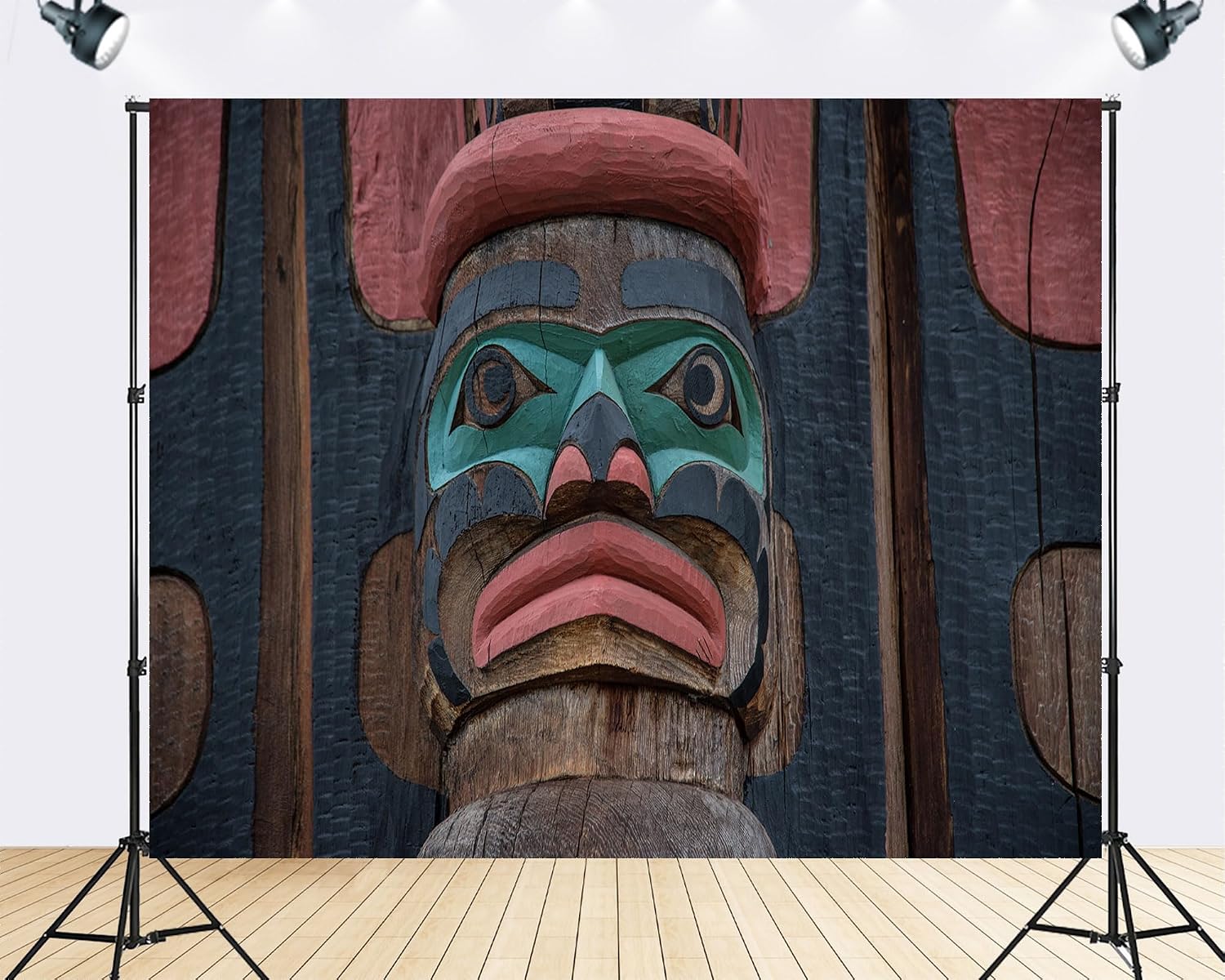 Trykid 20x10ft Native American Totem Pole Backdrop Carved Wooden Face Tribal Art Scene Photography Background Cultural History Birthday Party Decoration Photo Booth Prop Fabric
