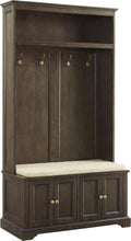 Crosley Furniture Holbrook Hall Tree with Shoe Rack Bench and Coat Hooks for Hanging Storage, Coffee