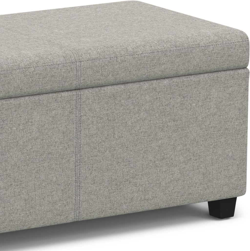 SIMPLIHOME Avalon Extra Large Storage Ottoman Bench - 54 inch Wide Upholstered Linen Look Fabric Rectangular Lift-Top Ottoman in Cloud Grey, Contemporary Bench for Living Room with Hidden Storage