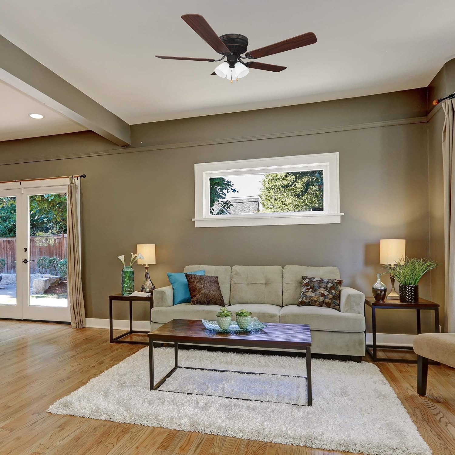 Design House 157388-ORB Millbridge 52-Inch Traditional 3-Speed, 5-Blade LED Indoor Hugger/Low Profile Ceiling Fan with LED Light Kit, Reversible Blades, Reverse Airflow, Oil Rubbed Bronze