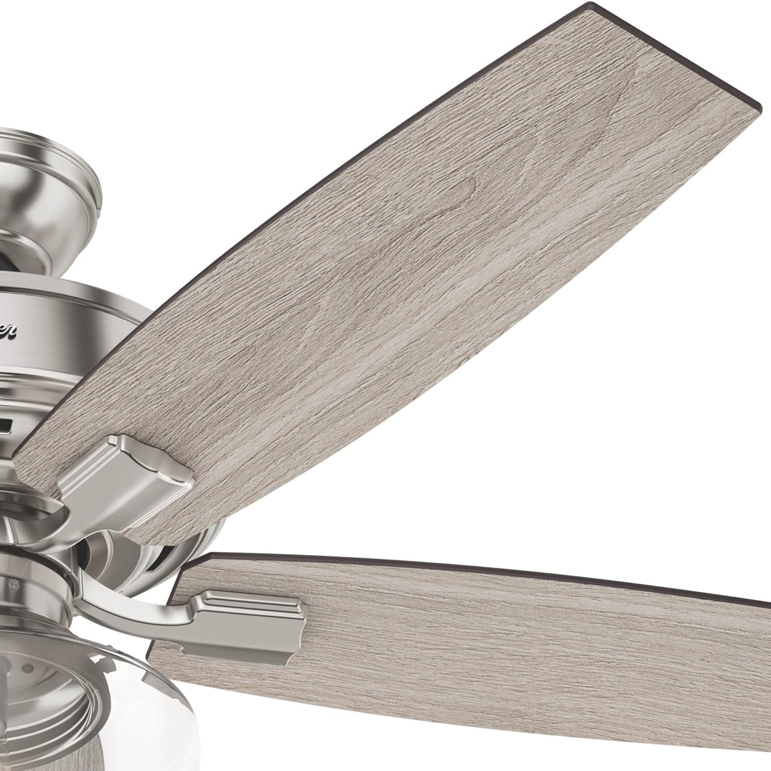 Hunter 52 inch Indoor Ceiling Fan with LED Light and Remote Control - Standard Mount Ceiling Fan, 5 Blades, for Bedroom, Living Room, or Kitchen, Quiet - Bennett 54188, Brushed Nickel