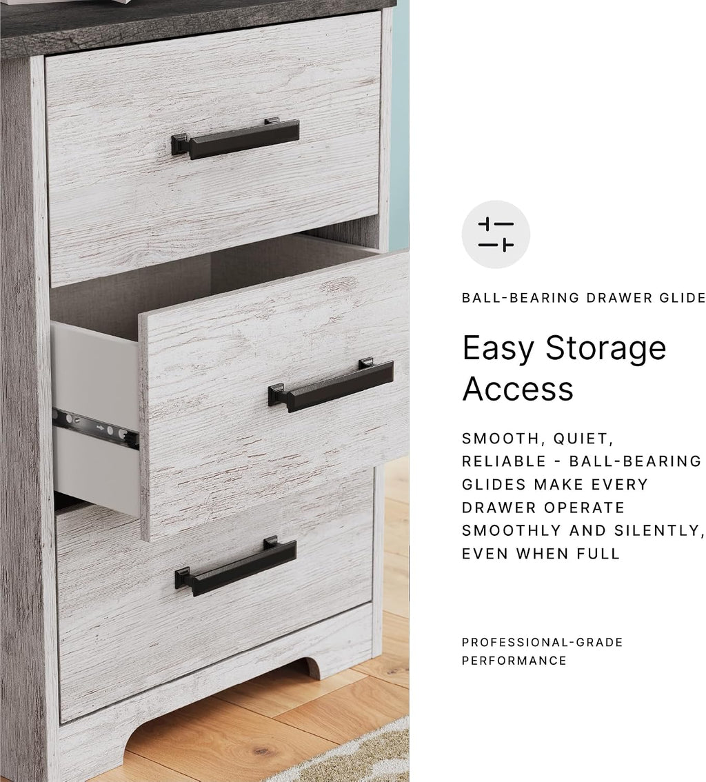 Signature Design by Ashley Shawburn Farmhouse 3-Drawer 54' Home Office Desk, White & Gray