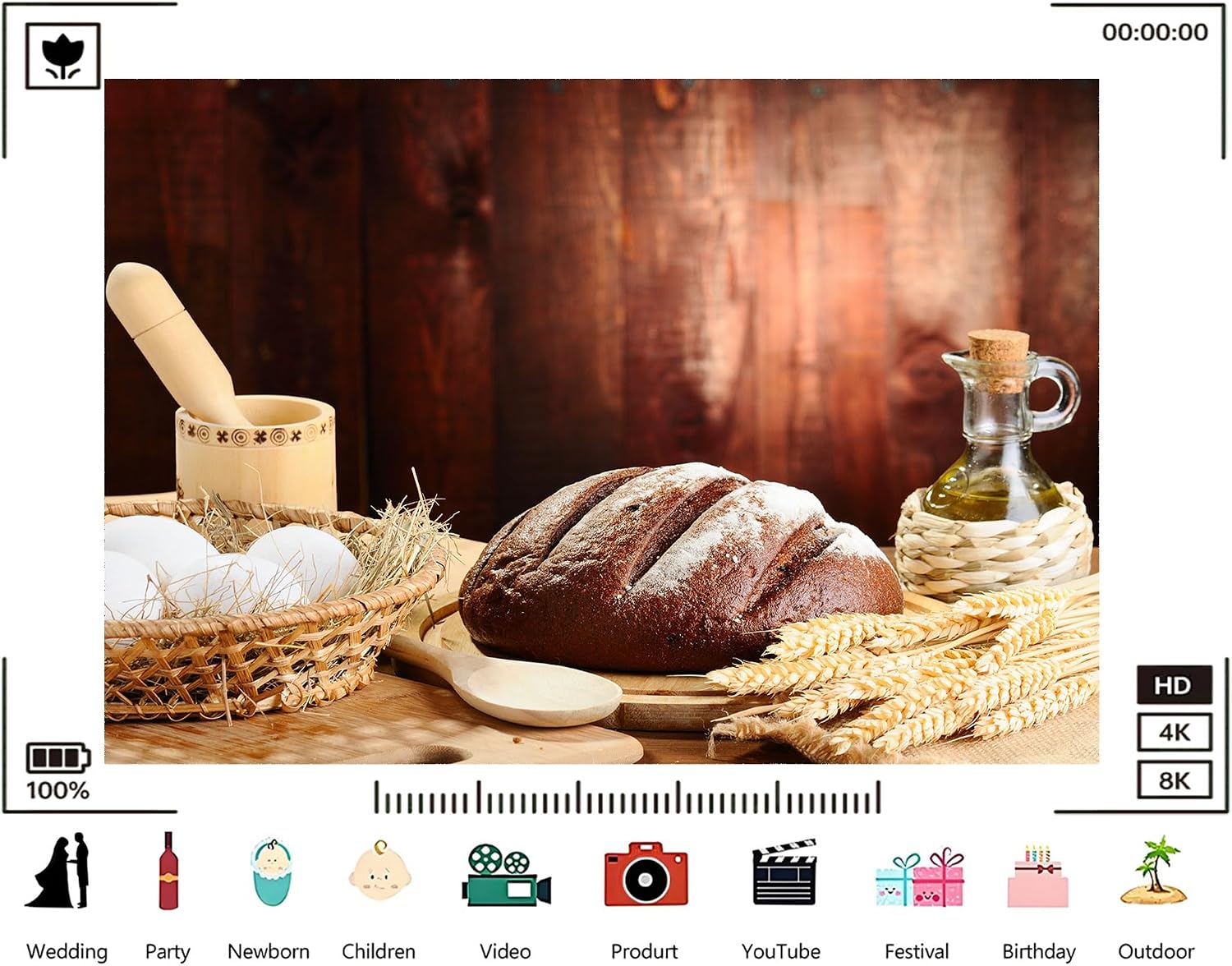 Trykid 20x10ft Rustic Bread Wheat Ears Woven Basket Backdrop Country Farm Scenery Photography Background Farmers Market Party Decoration Tapestry Photo Booth Prop Fabric