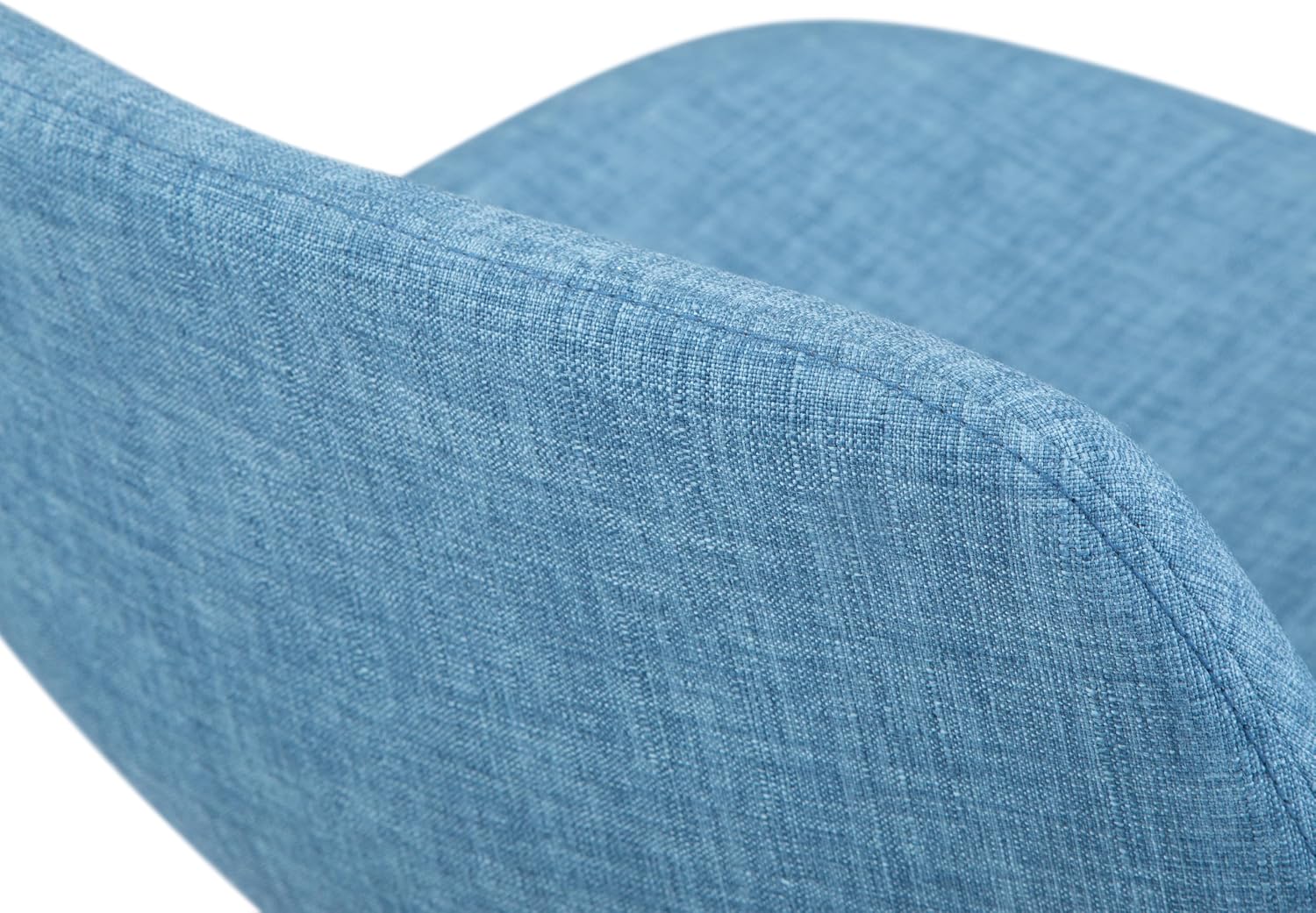 SIMPLIHOME Randolph Counter Stools (Set of 2) - 28 Inch Seat Height Upholstered Bentwood Bar Stools in Medium Blue Linen Look Fabric, Mid Century Modern Seating with Curved Backrest and Footrest