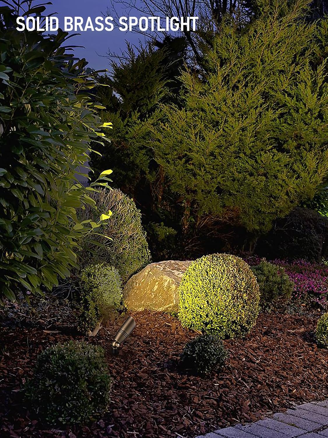 LEONLITE Solid Cast Brass Landscape Spotlights, Low Voltage Landscape Light, 12V Directional Uplights for Tree, House, Work with MR16 Bulb, (Bulbs Not Included), IP65, 7.72' Tall, Bronze, Pack of 4