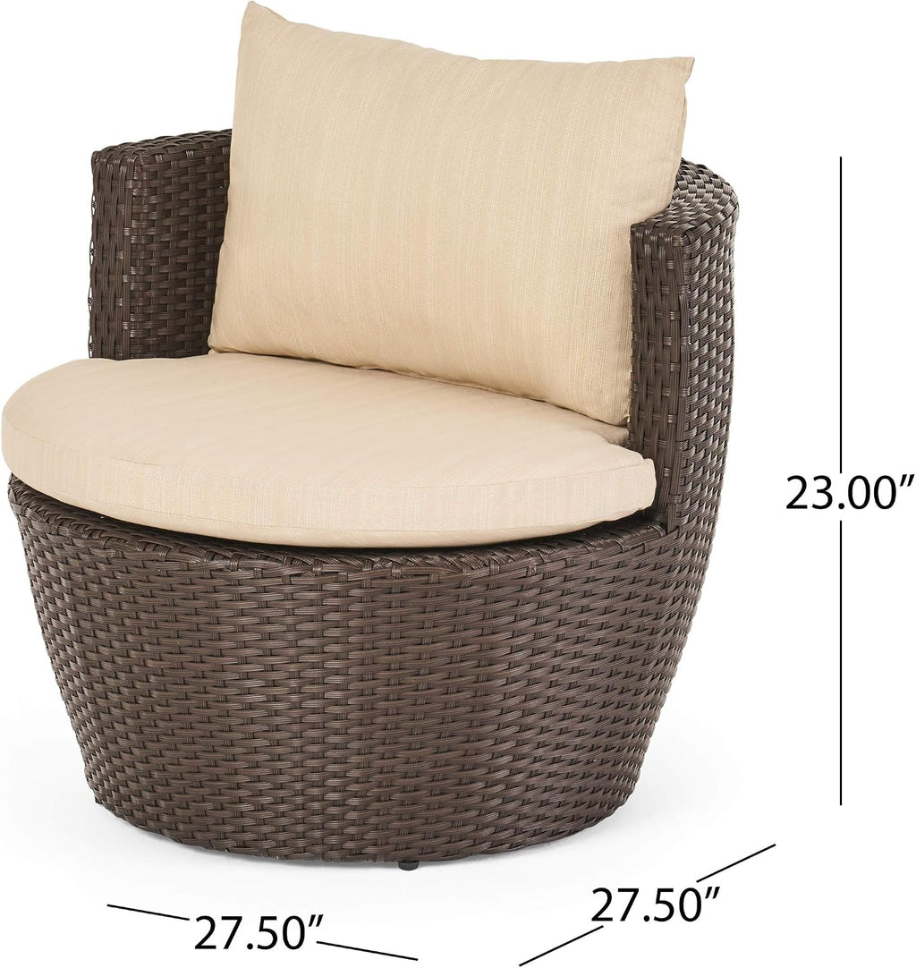 Christopher Knight Home Kono PE Wicker Chat Set, 3-Pcs Set, Brown