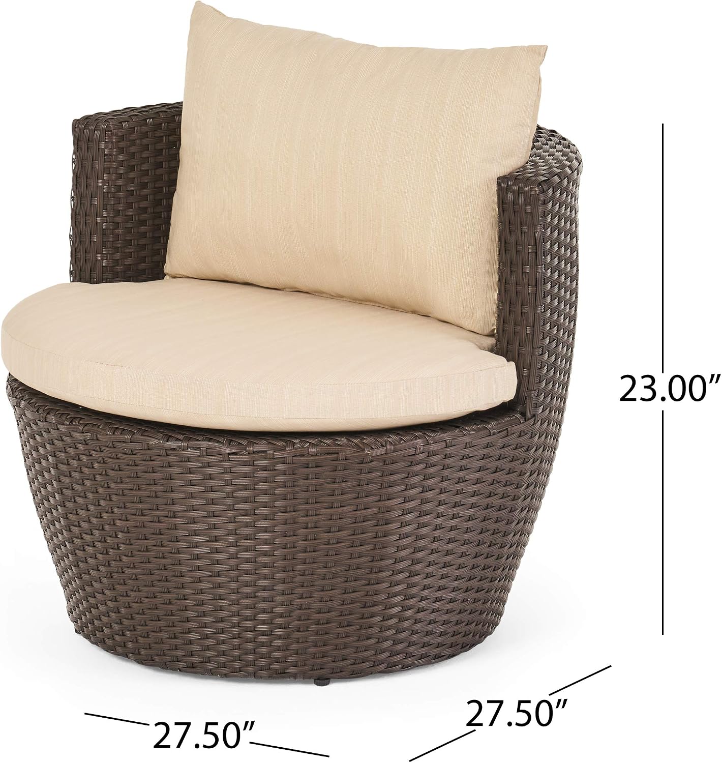 Christopher Knight Home Kono PE Wicker Chat Set, 3-Pcs Set, Brown