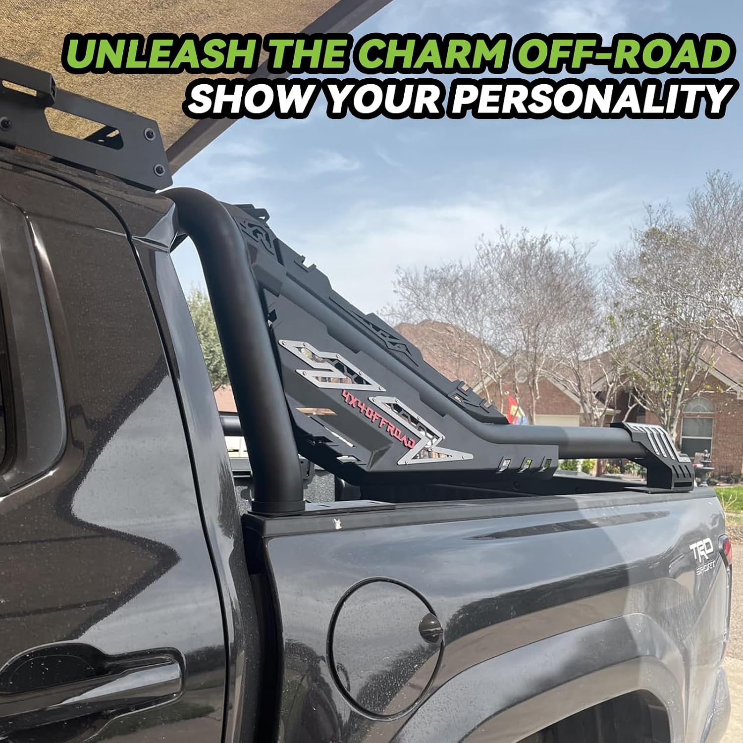 Heavy-Duty Roll Bar Compatible With Retractable Tonneau Covers With Rails | For Mid-Size Trucks Tacoma, Ranger, Colorado, Canyon, Frontier | Three installation methods No Drilling Installation