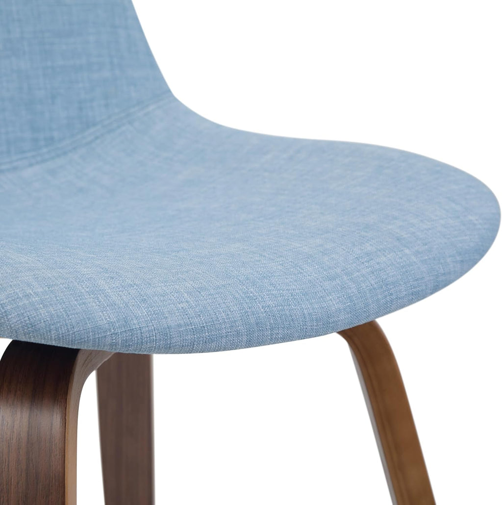 SIMPLIHOME Randolph Mid Century Modern 28 inch Bentwood Counter/ Bar Height Stool (Set of 2) in Denim Grey Linen Look Fabric for the Dining Room and Kitchen