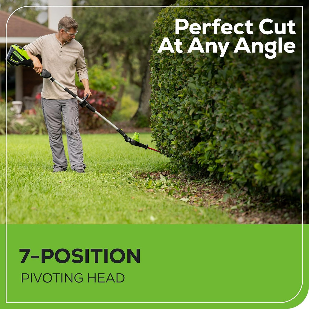Greenworks 60V 20' Brushless Cordless Battery Powered Pole Hedge Trimmer, 2.0Ah Battery and Charger Included