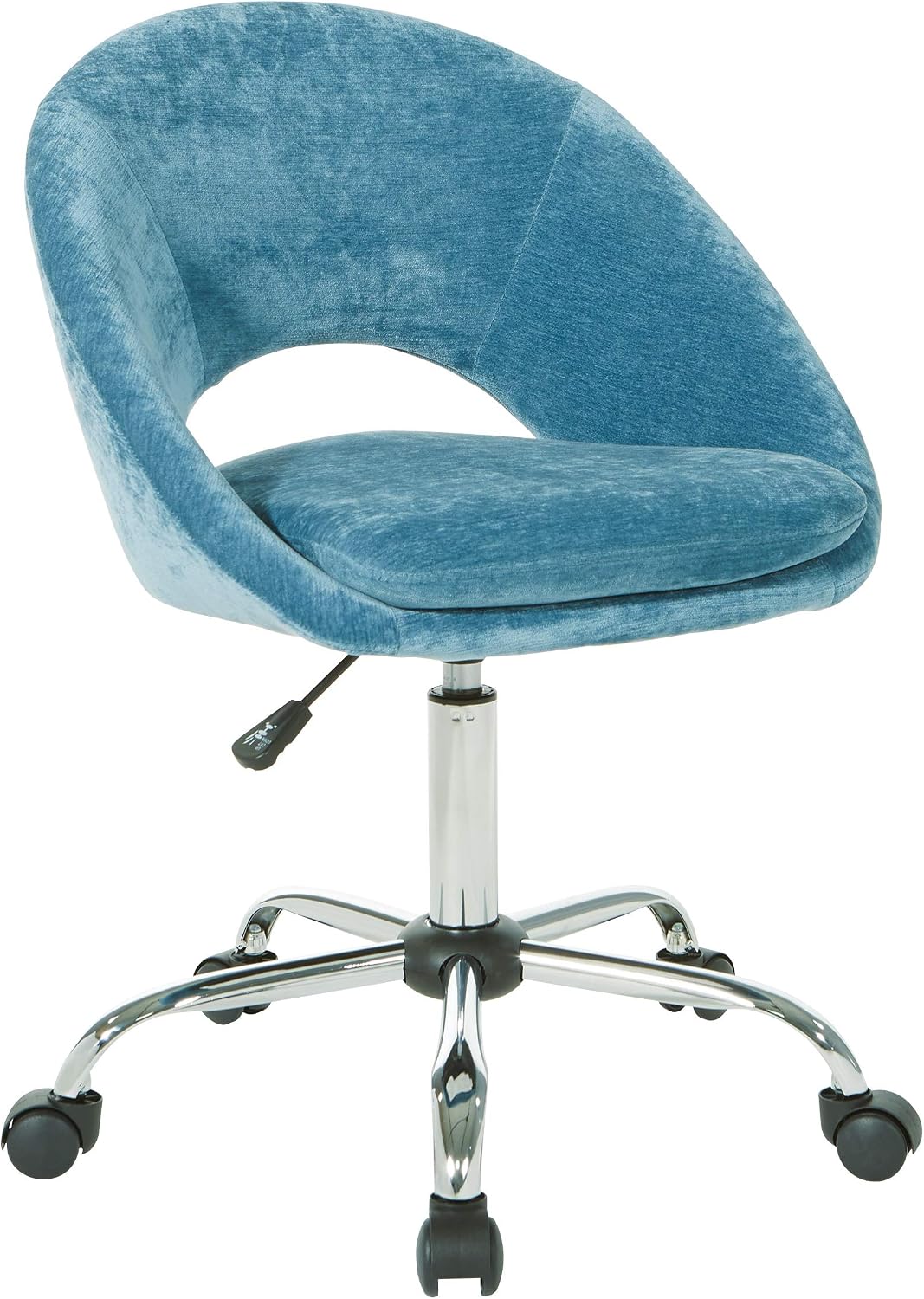 OSP Home Furnishings Milo Modern Chic Height Adjustable Padded Home Office Chair, Royal Blue Micro-Fiber Velvet