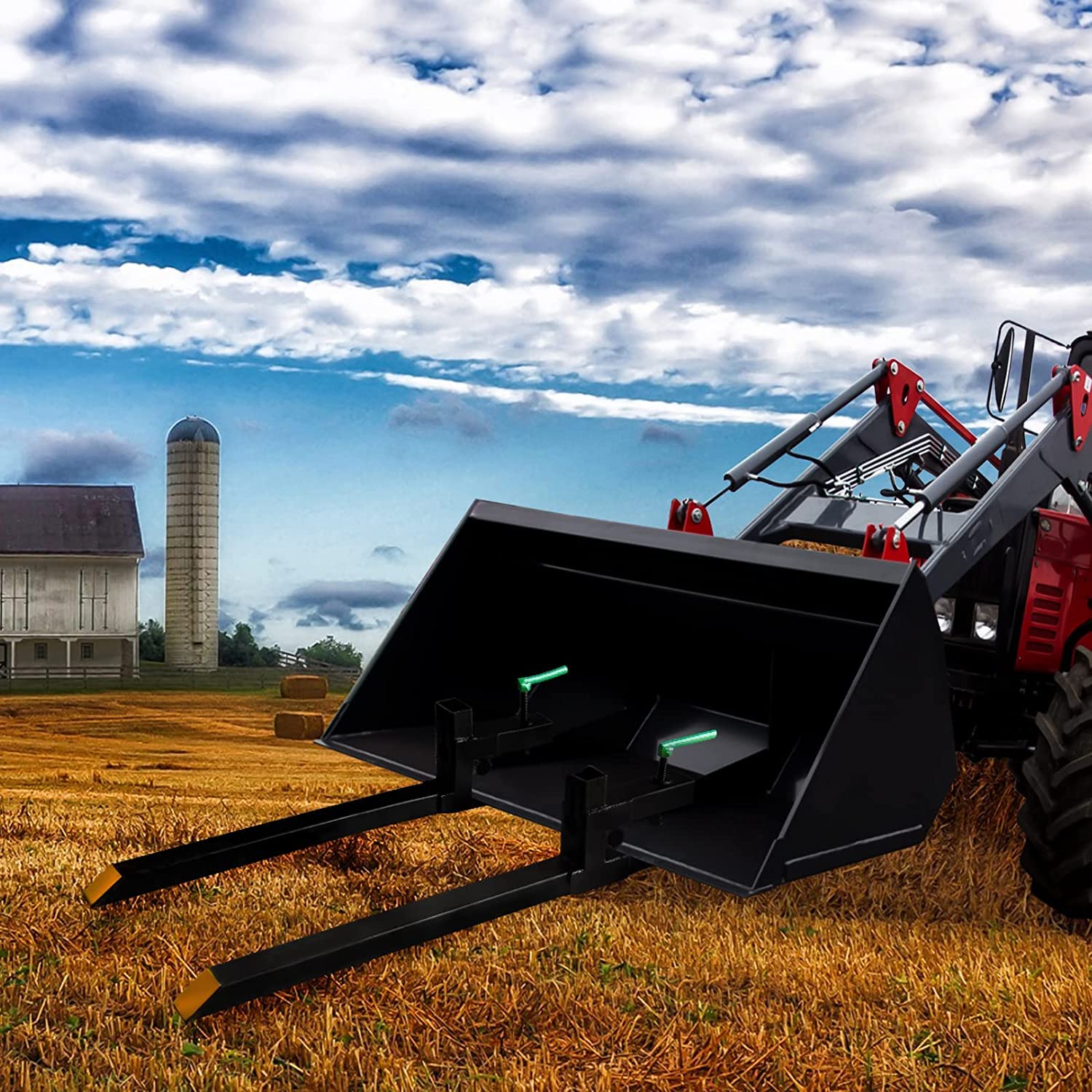 Pallet Forks 60' 1500Lbs Max Clamp on Tractor Bucket Forks Heavy Duty Front Loader Attachment for Skid Steer Tractor Bucket Attachments for Agriculture and Farm…