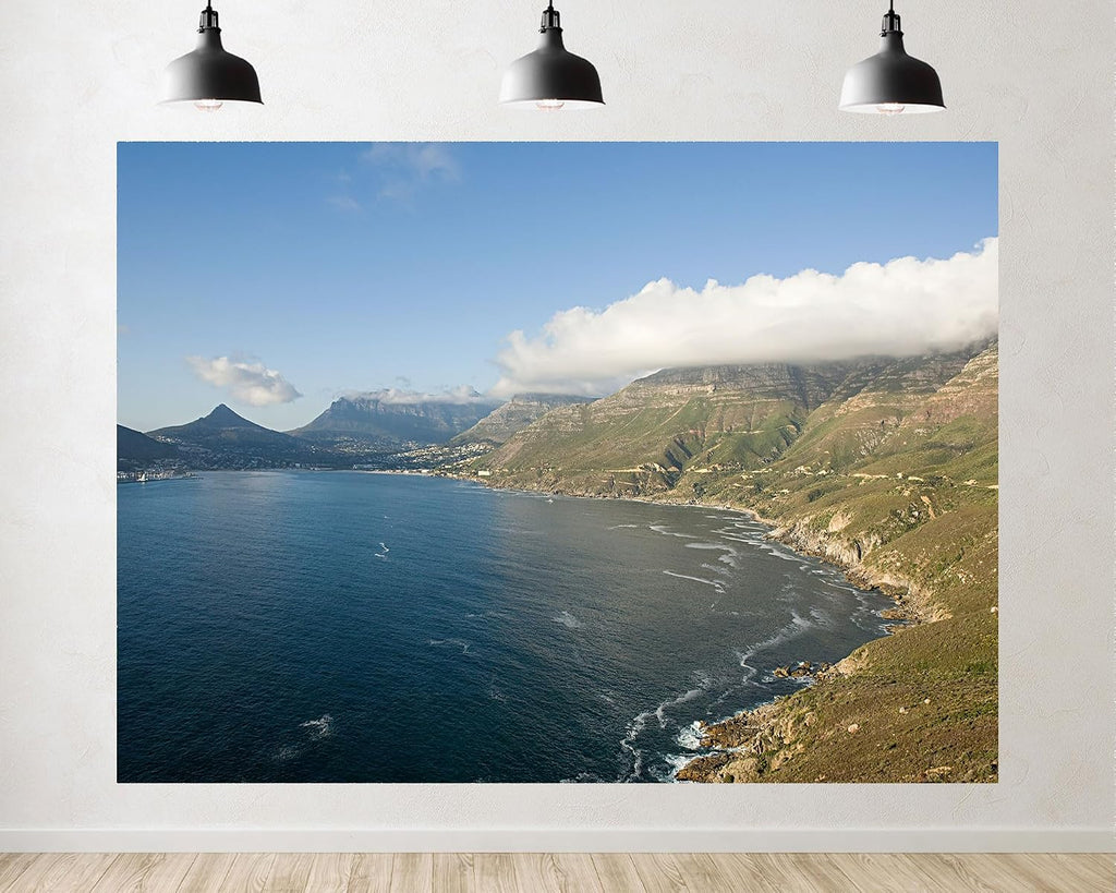 Trykid 20x10ft Coastal Mountain Sea Backdrop Clear Sky Cliff Scenery Photography Background Travel Themed Party Home Decoration Tapestry Party Decoration Photo Studio Prop Fabric