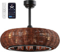 JONATHAN Y 23' Black 6-Light Modern Bohemian Ceiling Fan with Lights, 6-Speed Remote and App Control, Height Adjustable LED Lantern with Dark Brown Rattan Shade for Living Room JYL9728A
