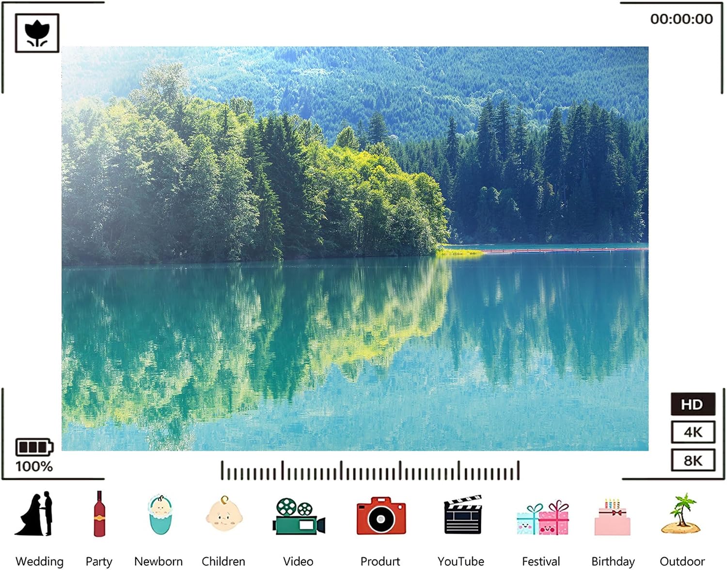 Trykid 20x10ft Turquoise Lake Forest Reflections Backdrop Evergreen Trees Clear Water Photography Background Nature Retreat Pristine Wilderness Party Decoration Photo Booth Prop Fabric