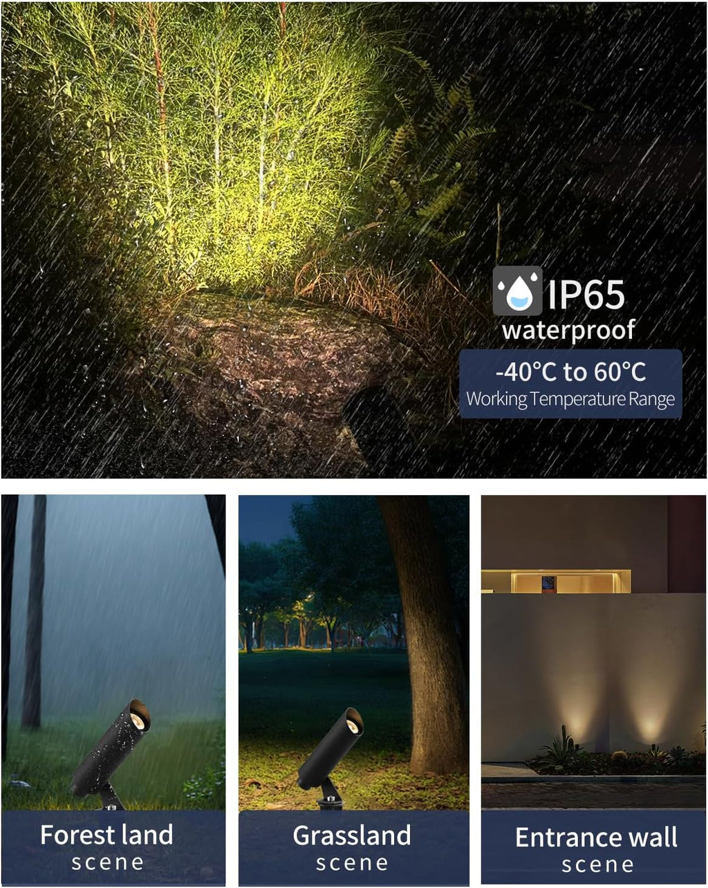 Outdoor Landscape Lighting, Mini Size Low Voltage LED Spotlight 3000K 4 Pack, IP65 Waterproof, with Quick Installation Accessories, for House Patio Garden Fence Tree Yard Plant Flags Use