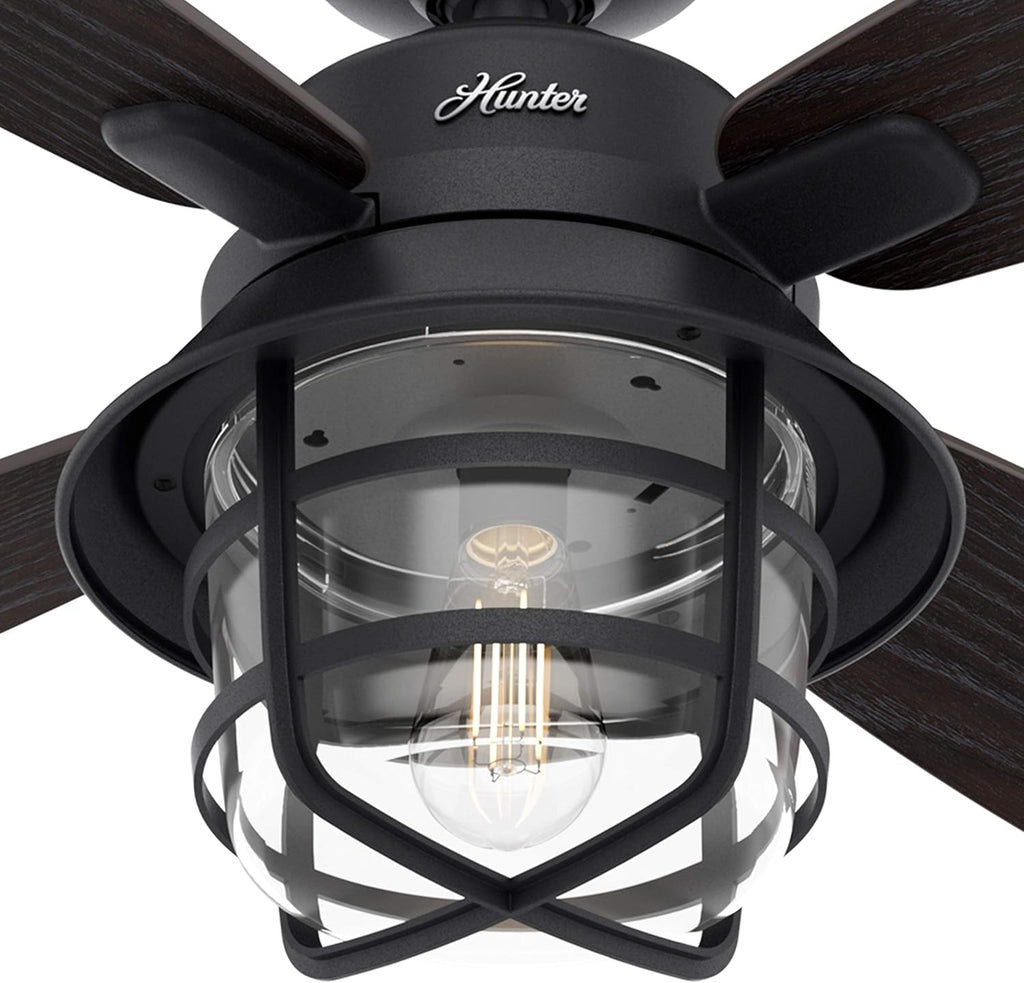 Hunter Fan 52 inch Casual Natural Iron Indoor Ceiling Fan with Light Kit and Remote Control (Renewed)